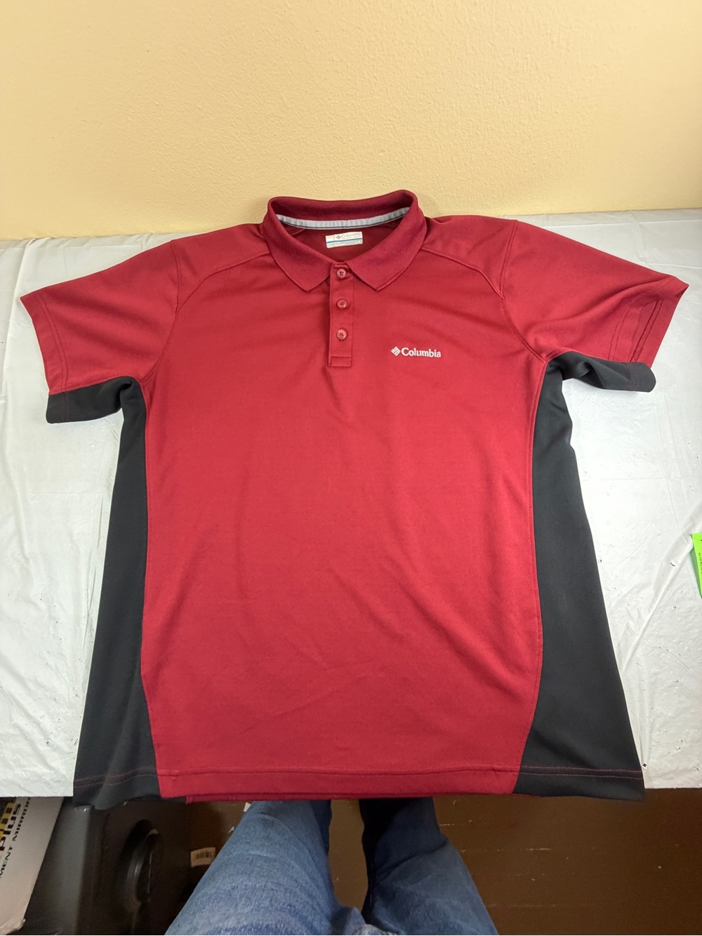 Columbia Men's Red‎ Polo with Black Side Panels